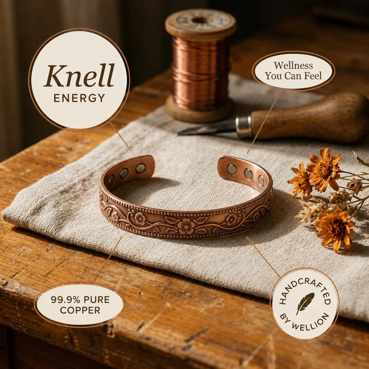 Knell Magnetic Copper Bracelet Wellion