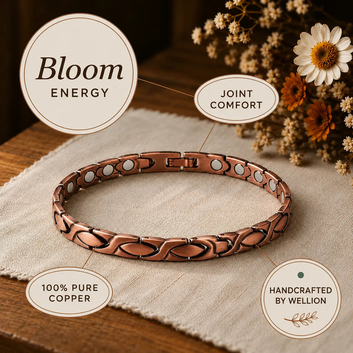Fern Magnetic Copper Bracelet Wellion