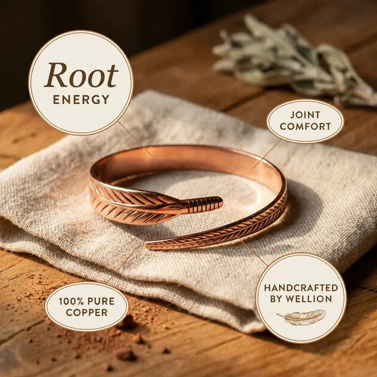 Leaf Copper Bracelet Wellion